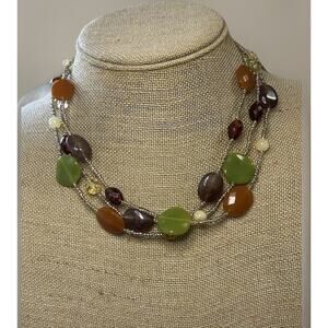 Multi Strand Beaded Necklace By Drema. Measures 20"